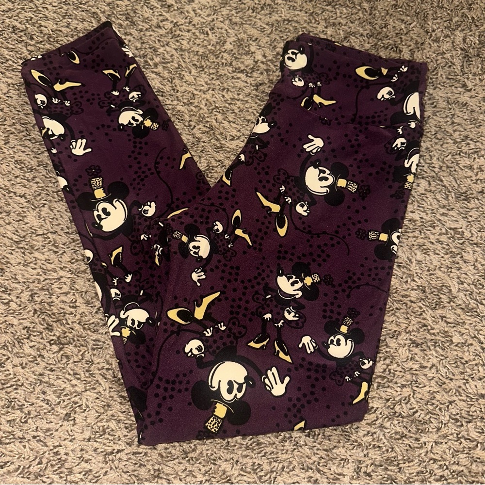 LuLaRoe Purple Minnie Mouse Cartoon Print Leggings